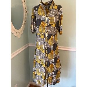 Bombay Paisley button front XS Midi cottage‎ core dress short sleeve modest￼